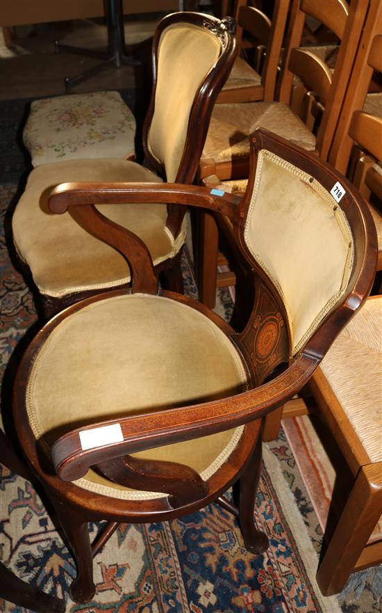 Two chairs and a stool